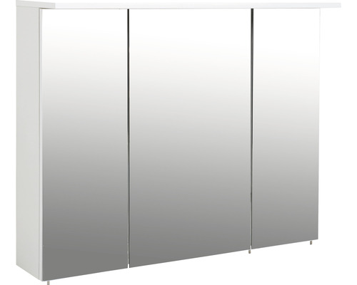 Zrkadlová skrinka s osvetlením Möbelpartner Profil 100,5 x 16 x 72,3 cm biela Zrkadlová skrinka s tromi dvierkami do kúpeľne