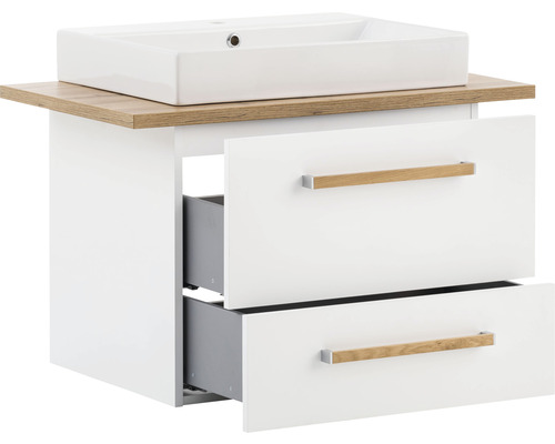 Skrinka pod umývadlo s dvomi zásuvkami a umývadlom na dosku