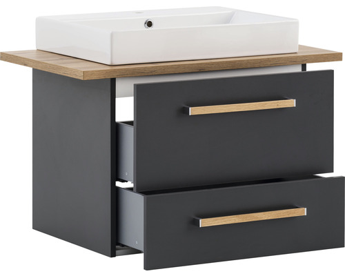 Skrinka pod umývadlo s dvomi zásuvkami a umývadlom na dosku