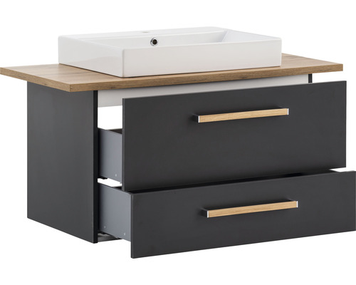 Skrinka pod umývadlo s dvomi zásuvkami a umývadlom na dosku