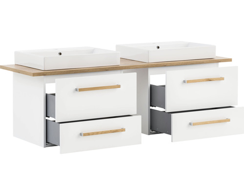 Dvojité umývadlo so zásuvkami a umývadlami na dosku