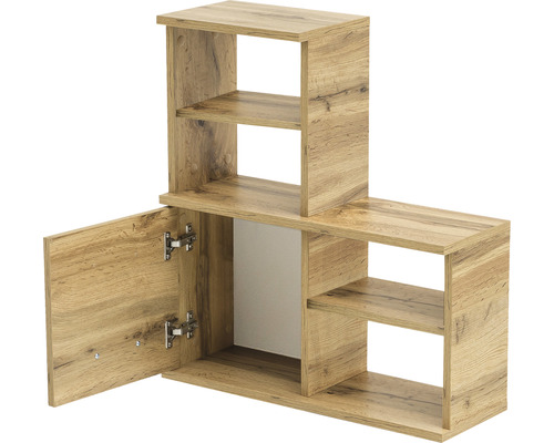 Regál s dvierkami a otvorenými policami