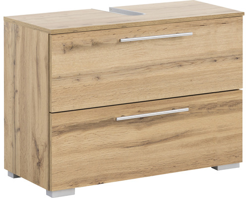 Kúpeľňová skrinka pod umývadlo Möbelpartner Carlos dub 80,2 x 59,1 x 35 cm Skrinka pod umývadlo s dvoma zásuvkami a úchytkami