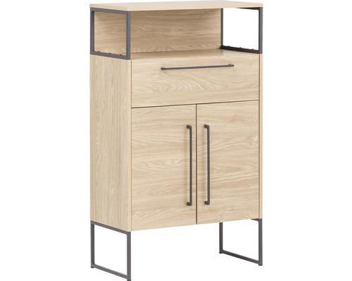 Kúpeľňová skrinka nízka Möbelpartner Limone dub svetlý 65,2 x 112,5 x 33,1 cm Komoda so zásuvkou, dvomi dvierkami a policou