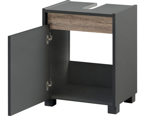 Skrinka pod umývadlo s otvorenými dvierkami a úložným priestorom