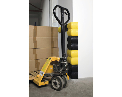 Ochranný rohový profil 250 plastový žltý 250x125x250 mm 2 kusy Žltý paletový vozík s ochranou proti nárazu na stene