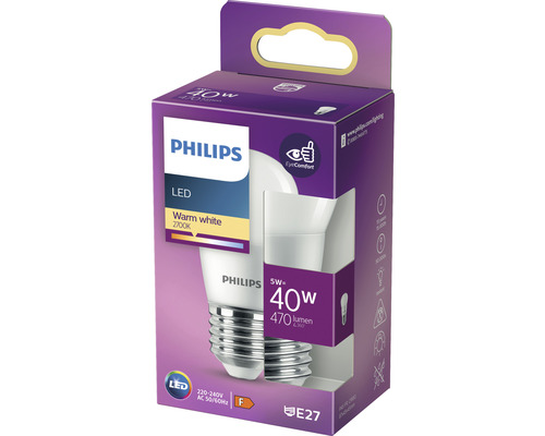 Žiarovka Philips LED, teplá biela, 40 W, pätica E27 v obale produktu