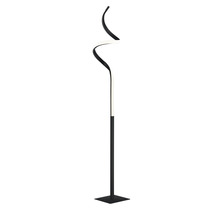 Čierna LED stojaca lampa so zakriveným dizajnom