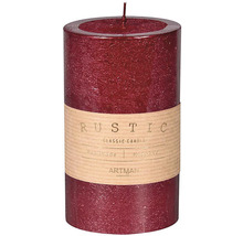 Rustikálna stĺpová sviečka s papierovou páskou