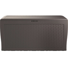 Hnedá plastová záhradná truhlica s ratanovým vzorom