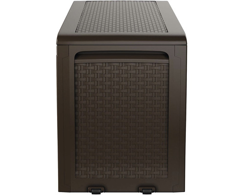 Plastový úložný box s kolieskami a pleteným dizajnom