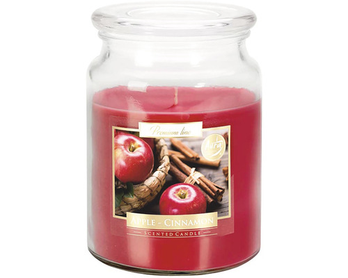 Vonná sviečka Bispol Apple & Cinnamon v skle 500 g Vonná sviečka jablko škorica v skle
