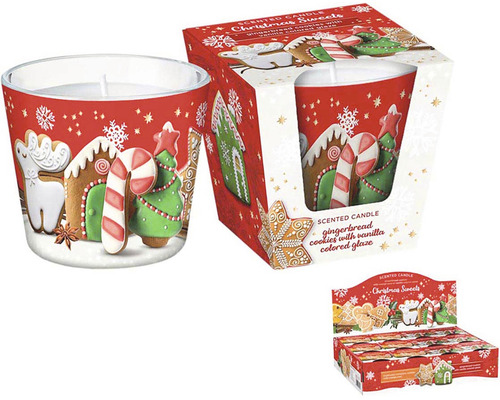 Vianočná sviečka Bartek Candles Gingerbread Cookies v skle 115 g