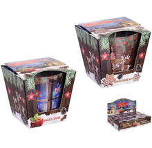 Dekoratívna vonná sviečka vo sviatočnom balení so zimnými motívmi