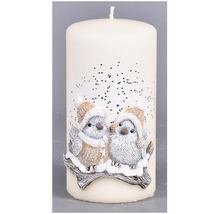 Dekoratívna stĺpová sviečka s motívom vtáka