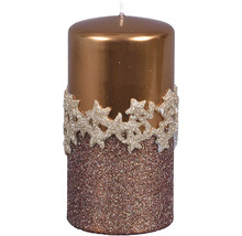 Dekoratívna stĺpová sviečka s trblietkami