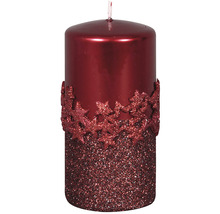 Dekoratívna stĺpová sviečka s motívom hviezdy a trblietkami