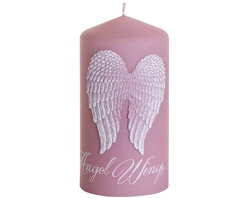 Dekoratívna stĺpová sviečka s dizajnom anjelských krídel