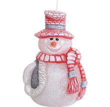 Sviečka snehuliak s klobúkom a šálom