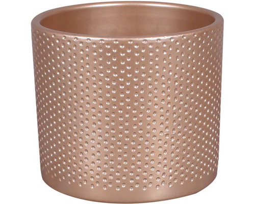 Obal na kvetináč keramický ZEUS DOTS CHRISTMAS Ø 13 cm ružovo-zlatý Valcový kvetináč s bodkovaným vzorom