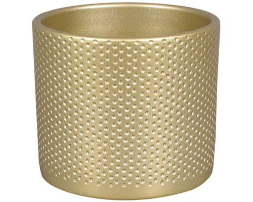 Obal na kvetináč keramický ZEUS DOTS CHRISTMAS Ø 15 cm lesklý zlatý Zlatý kvetináč s bodkovaným vzorom