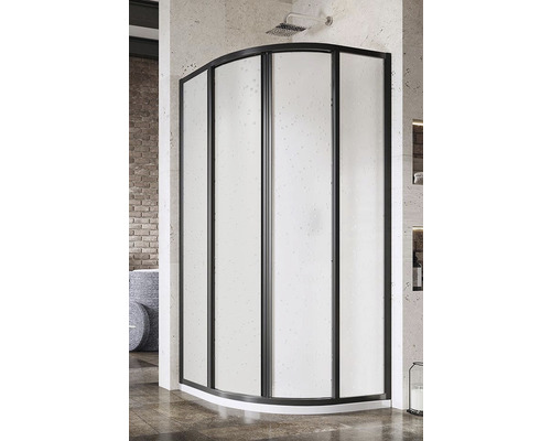 Sprchový kút RAVAK SKCP4-80 195 dvojkrídlové dvere black+Pearl 3114O30211 Rohová sprcha s čiernym rámom a mliečnym sklom