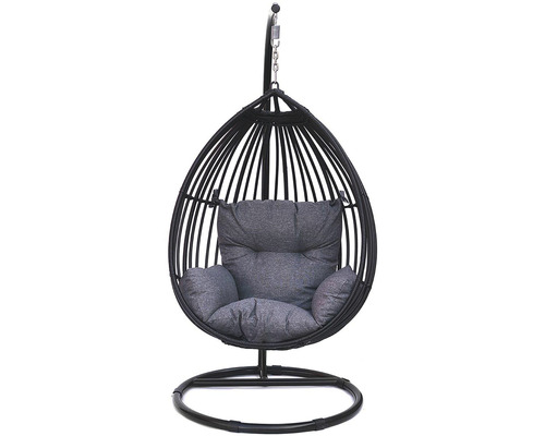 Závesné kreslo s oceľovým rámom a vankúšom