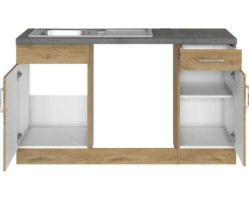 Kuchynský drez s pracovnou doskou a otvorenou spodnou skrinkou