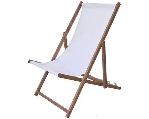 Drevené ležadlo s bielym poťahom