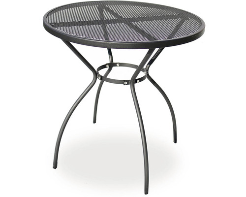 Okrúhly záhradný stôl z kovu s dierovaným vzorom