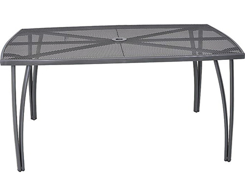 Záhradný stôl z kovu so sieťovanou doskou a štyrmi nohami