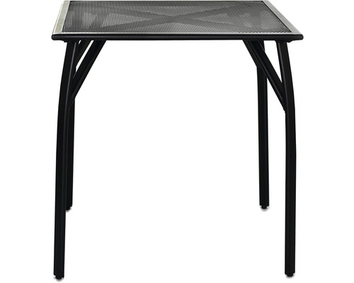 Štvorcový záhradný stôl s kovovou mriežkovou doskou a štyrmi nohami