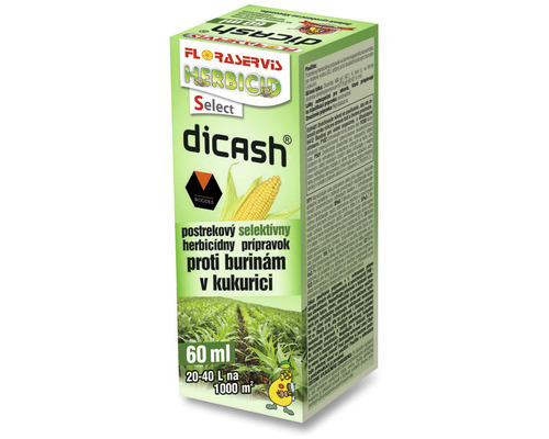 Postrekový selektívny herbicídny prípravok proti dvojklíčnolistovým burinám v kukurici a v trávnikoch DICASH 60 ml