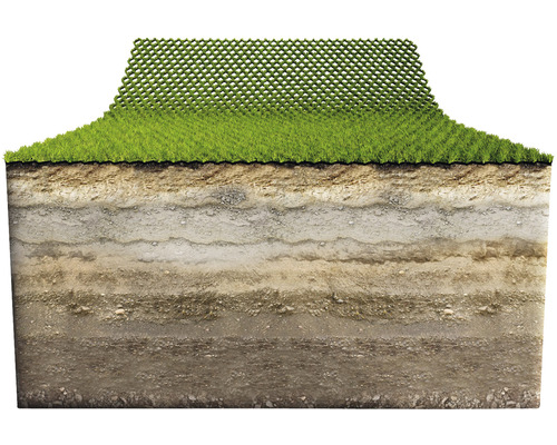 Štruktúra pôdy s trávnikovými dlaždicami a trávou