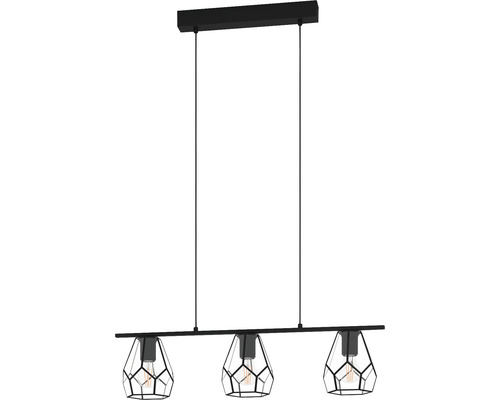 Závesné svietidlo s tromi žiarovkami s geometrickými tienidlami