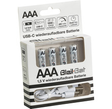 Balenie nabíjateľných batérií AAA s nabíjacím káblom USB-C