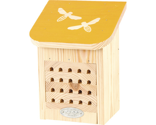 Domček pre včely DIAPOZITÍV 15x12x20 cm Drevený hmyzí hotel s motívom včiel na streche