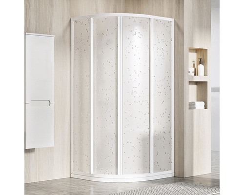Sprchový kút RAVAK SKCP4-80 195 dvojkrídlové dvere white+Pearl 3114O10211 Sprchovací kút s mliečnym sklom a bielym rámom v kúpeľni