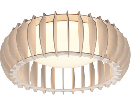 LED stropné svietidlo MONTE 16,5 W 2200 lm 3000 K biele/farba dreva stmievateľné Okrúhle stropné svietidlo s drevenými detailmi
