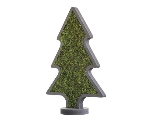 Drevený dekoratívny vianočný stromček s machovou výplňou na sviatočné dekorácie