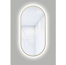 Oválne LED zrkadlo do kúpeľne s osvetlením OVAL LINE BACKLIGHT 100 x 50 cm v zlatom ráme