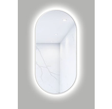 Oválne LED zrkadlo do kúpeľne s osvetlením OVAL LINE BACKLIGHT 100 x 50 cm v bielom ráme