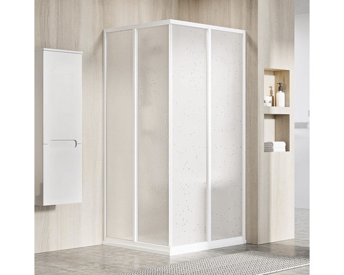 Jedna strana sprchového kúta RAVAK SRV2-100 195 S white+Pearl 14VA01O211 Rohová sprcha s rámom a satinovaným sklom v kúpeľni