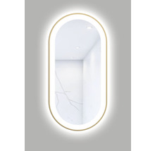 Oválne LED zrkadlo do kúpeľne s osvetlením OVAL LINE PREMIUM 100 x 50 cm v zlatom ráme