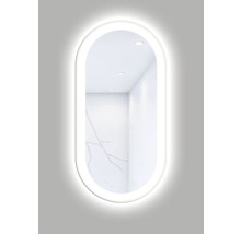 Oválne LED zrkadlo do kúpeľne s osvetlením OVAL LINE PREMIUM 100 x 50 cm v bielom ráme