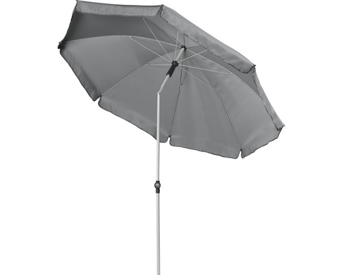 Sivý slnečník s kovovým rámom