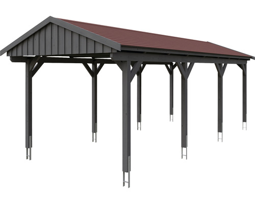 Voľne stojaci drevený prístrešok pre auto so strechou