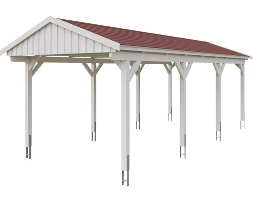 Voľne stojaci drevený prístrešok pre auto so strechou