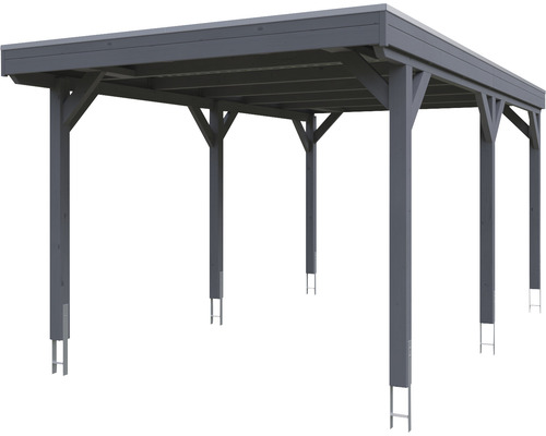 Drevený carport s plochou strechou a podpornými piliermi