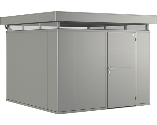 Plechový záhradný domček Biohort CasaNova 3x3 pravé dvere 300x300 cm sivý kremeň metalický Kovový záhradný domček s dverami a svetlíkom
